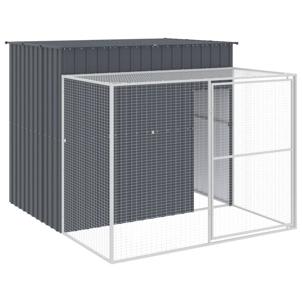 Vidaxl Dog Loft avec run 214x253x181 cm anthracite en acier galvanisé