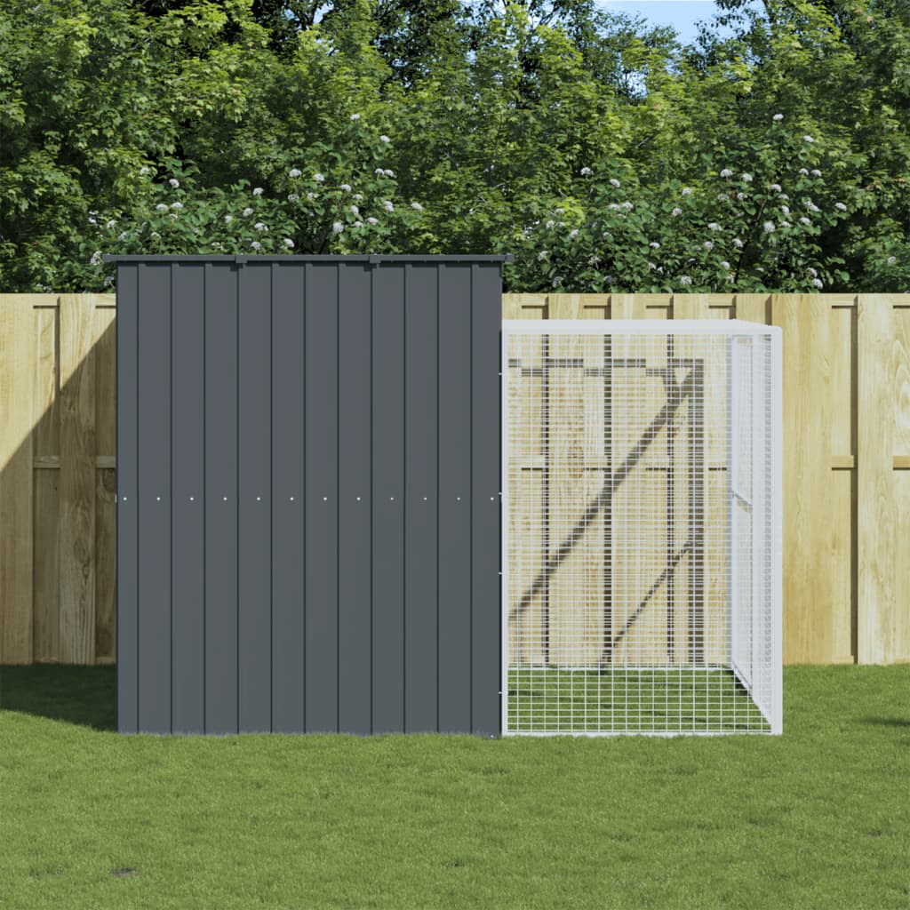 Vidaxl Dog Loft avec run 214x253x181 cm anthracite en acier galvanisé