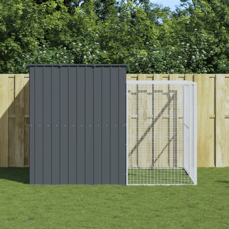 Vidaxl Dog Loft avec run 214x253x181 cm anthracite en acier galvanisé