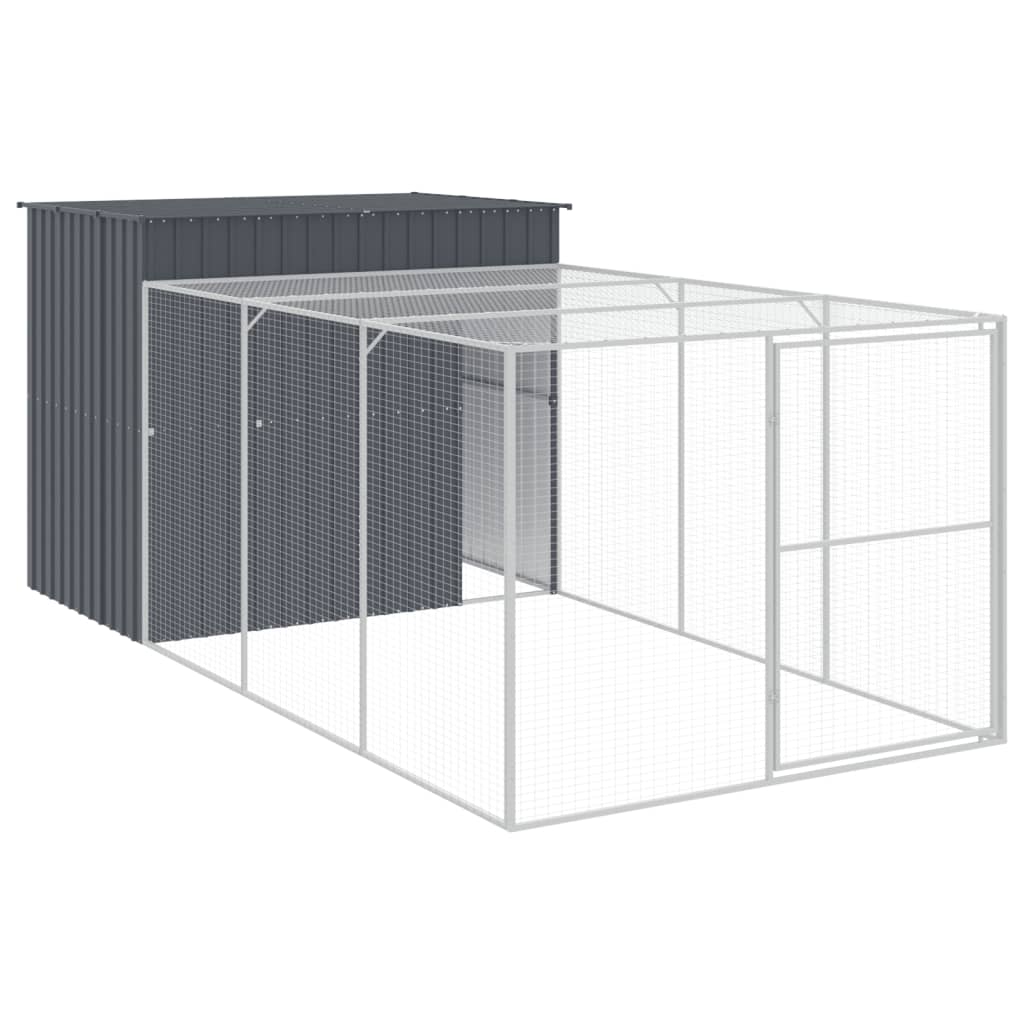 Vidaxl Dog Loft avec run 214x457x181 cm anthracite en acier galvanisé