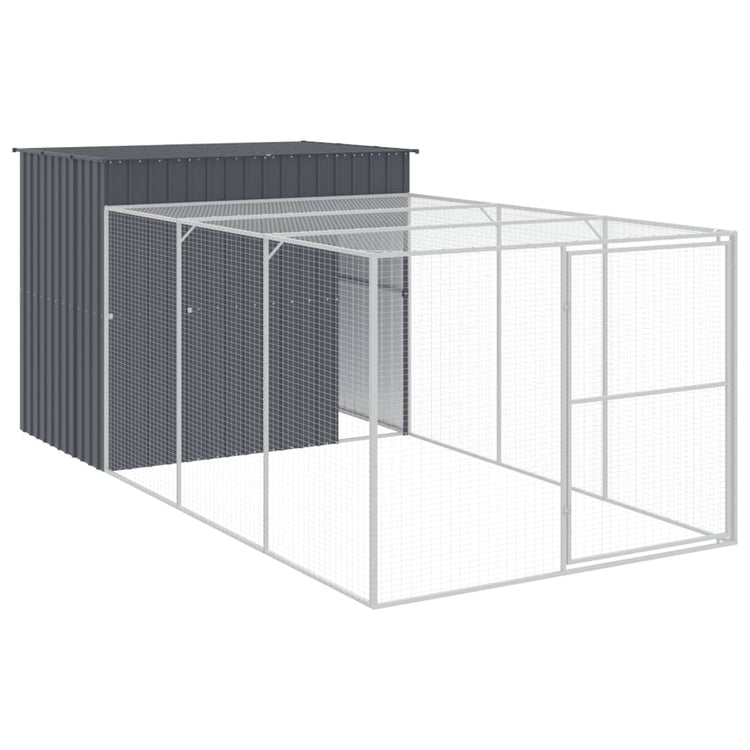 Vidaxl Dog Loft avec run 214x457x181 cm anthracite en acier galvanisé