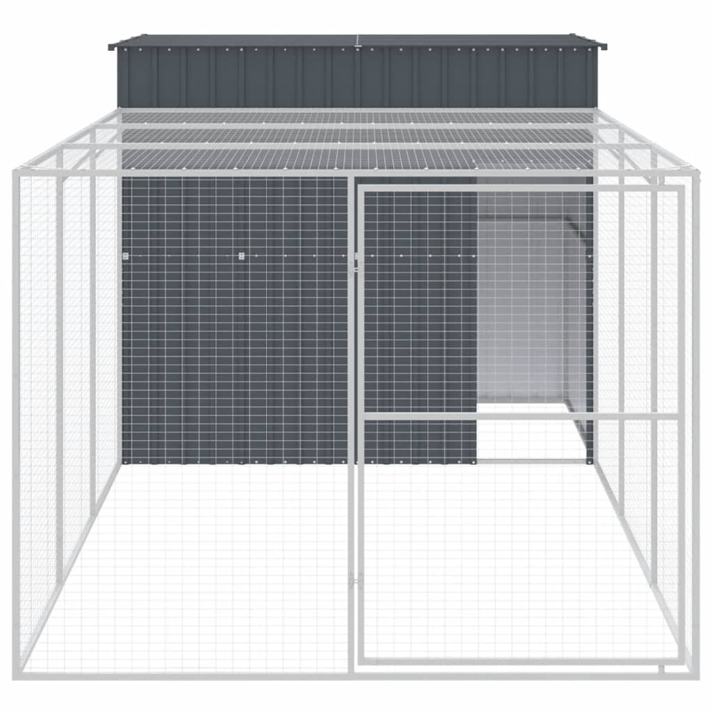 Vidaxl Dog Loft avec run 214x457x181 cm anthracite en acier galvanisé