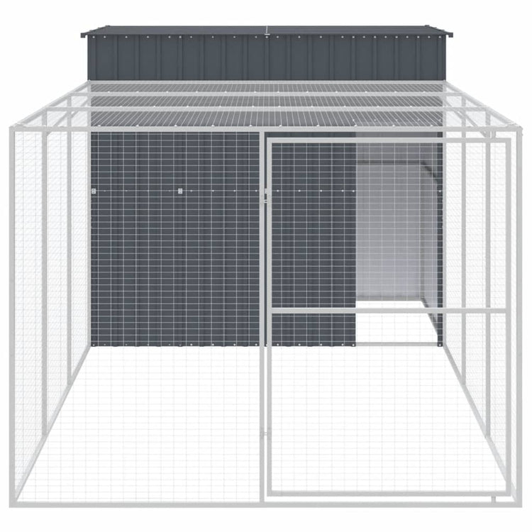 Vidaxl Dog Loft avec run 214x457x181 cm anthracite en acier galvanisé