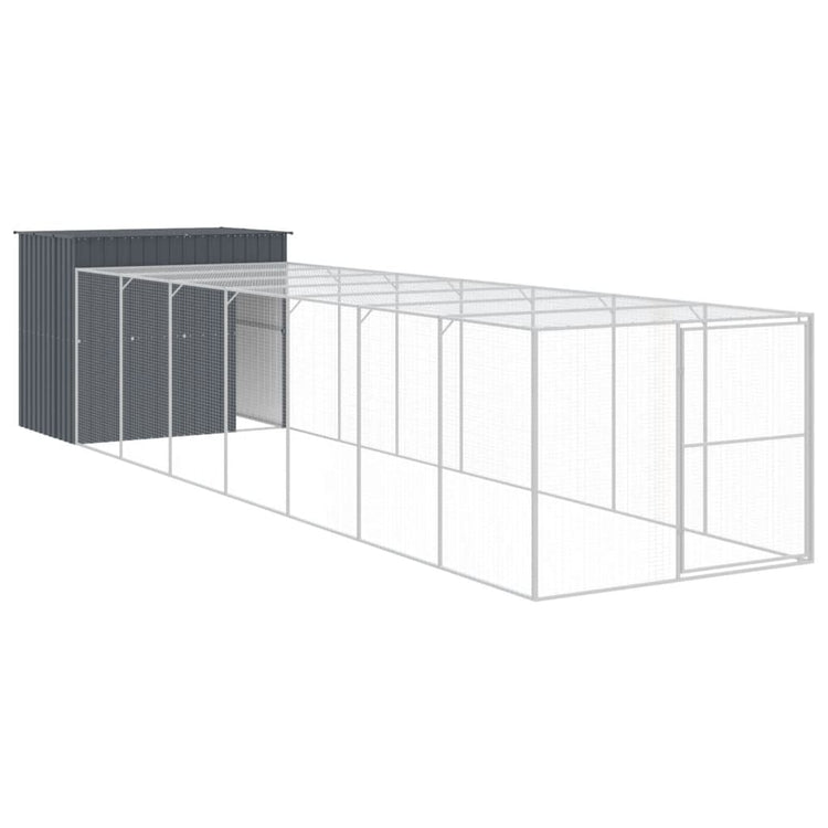 Vidaxl Dog Loft avec run 214x865x181 cm anthracite en acier galvanisé