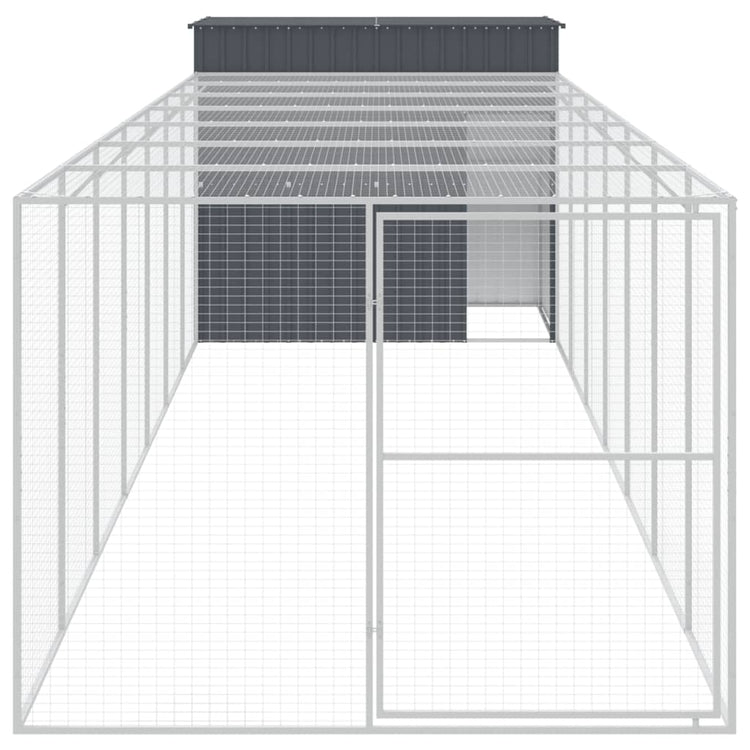Vidaxl Dog Loft avec run 214x865x181 cm anthracite en acier galvanisé