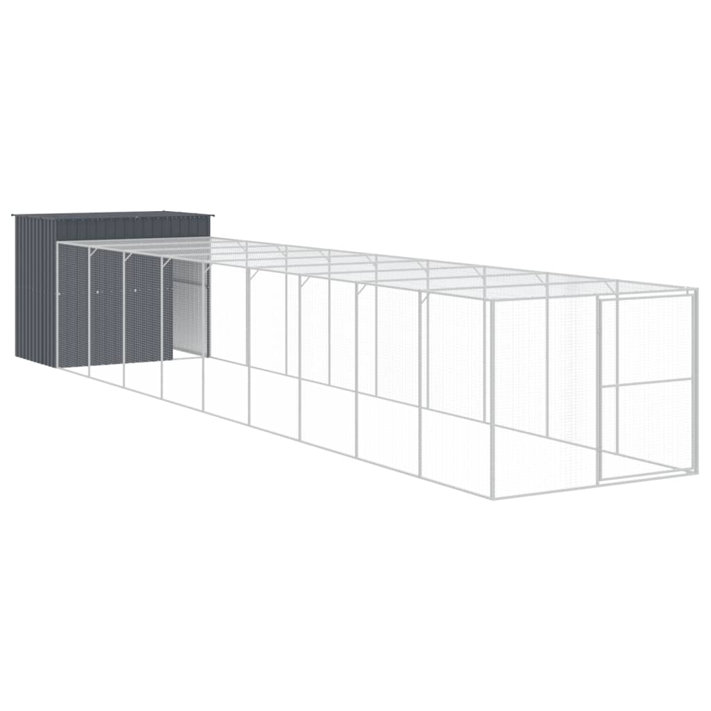 Vidaxl Dog Loft avec run 214x1069x181 cm en acier anthracite
