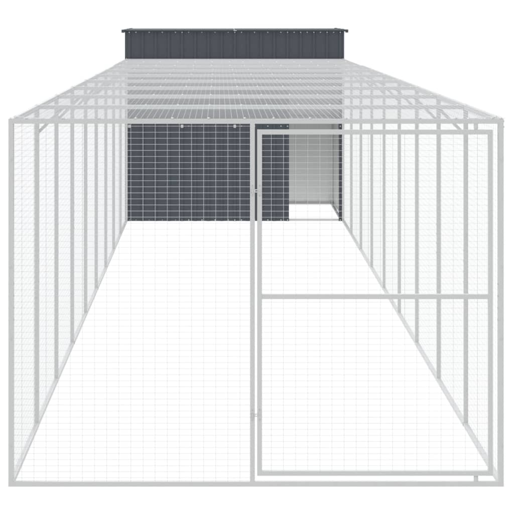 Vidaxl Dog Loft avec run 214x1069x181 cm en acier anthracite