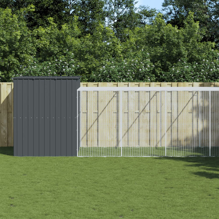 Vidaxl Dog Loft avec run 214x1069x181 cm en acier anthracite