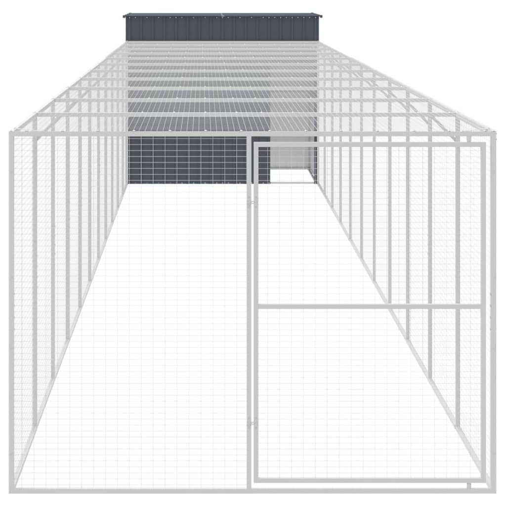 Vidaxl Dog Loft avec run 214x1273x181 cm en acier anthracite