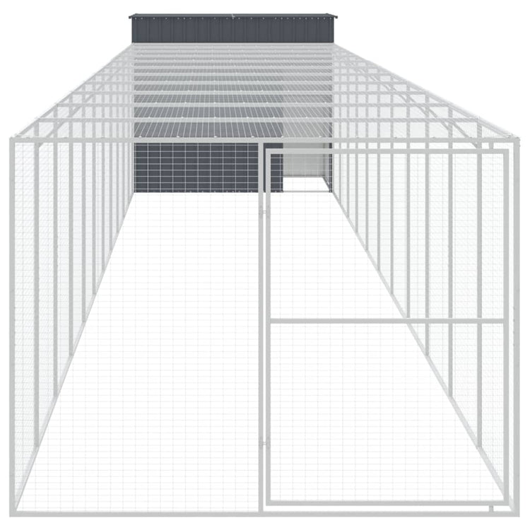 Vidaxl Dog Loft avec run 214x1273x181 cm en acier anthracite