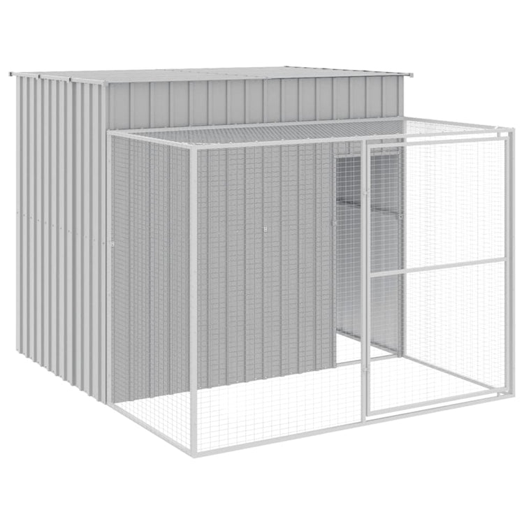 Vidaxl Dog Loft avec run 214x253x181 cm en acier gris clair