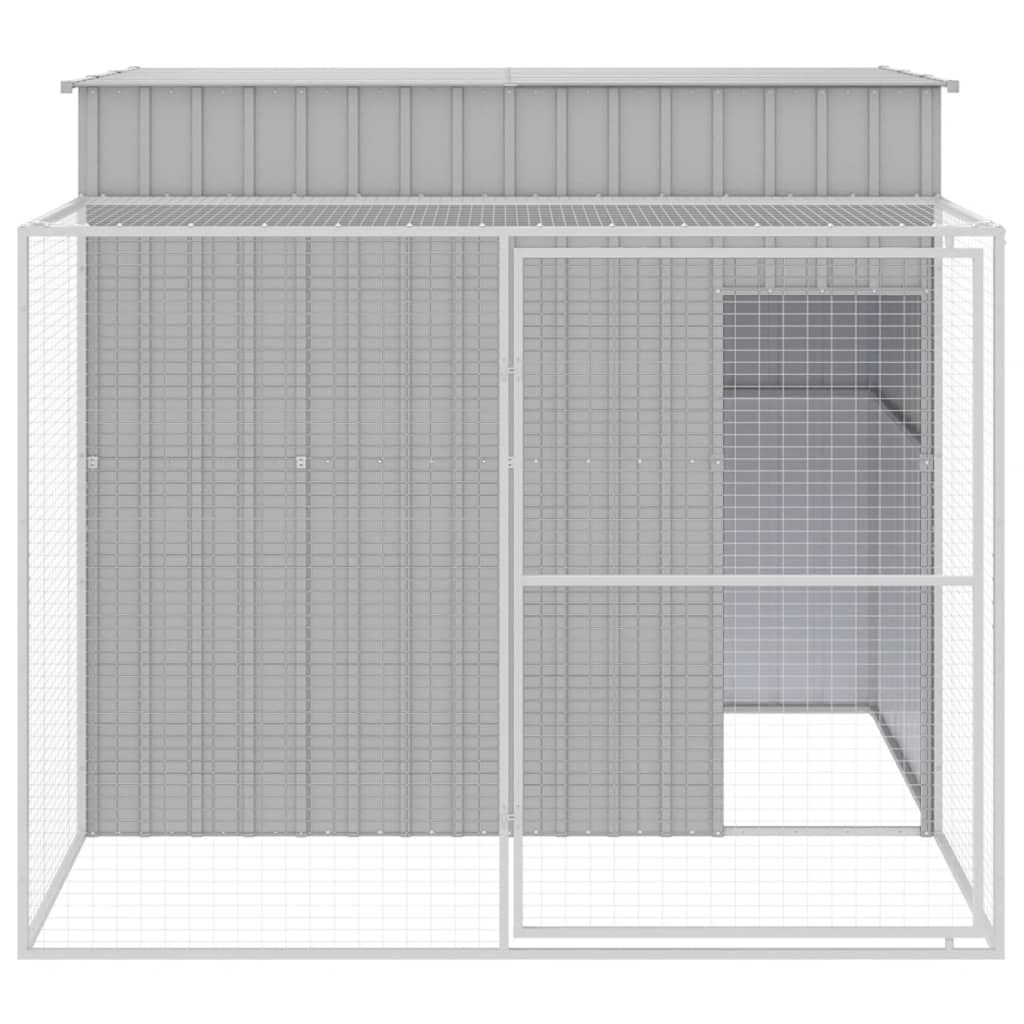 Vidaxl Dog Loft avec run 214x253x181 cm en acier gris clair