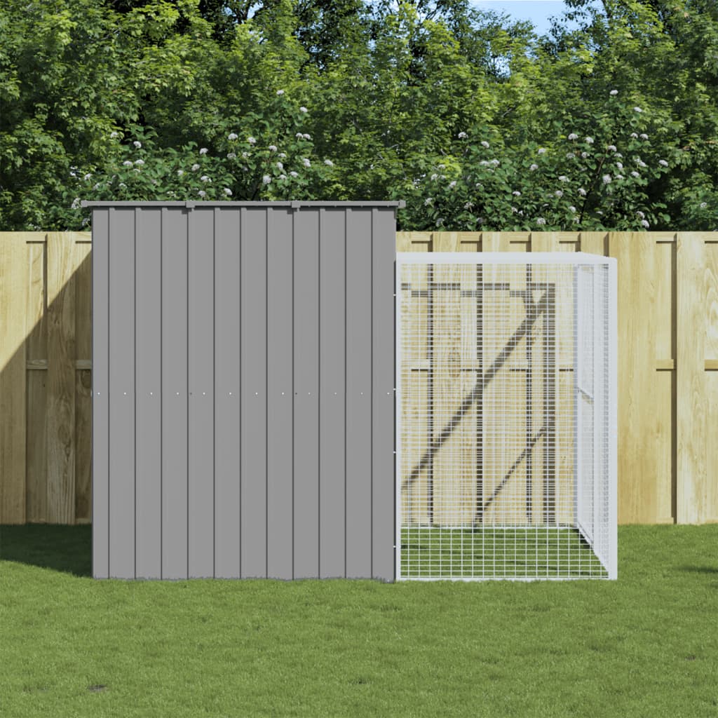 Vidaxl Dog Loft avec run 214x253x181 cm en acier gris clair
