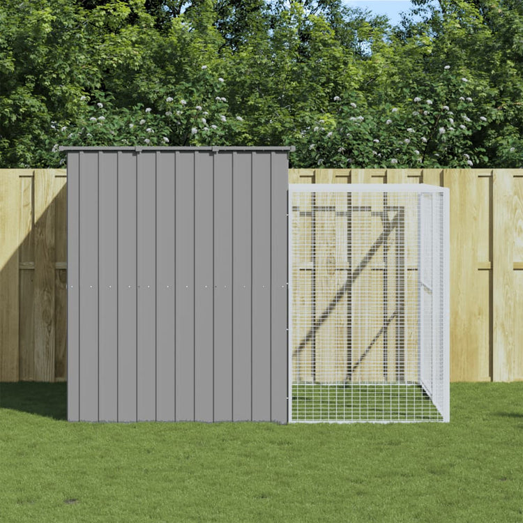 Vidaxl Dog Loft avec run 214x253x181 cm en acier gris clair