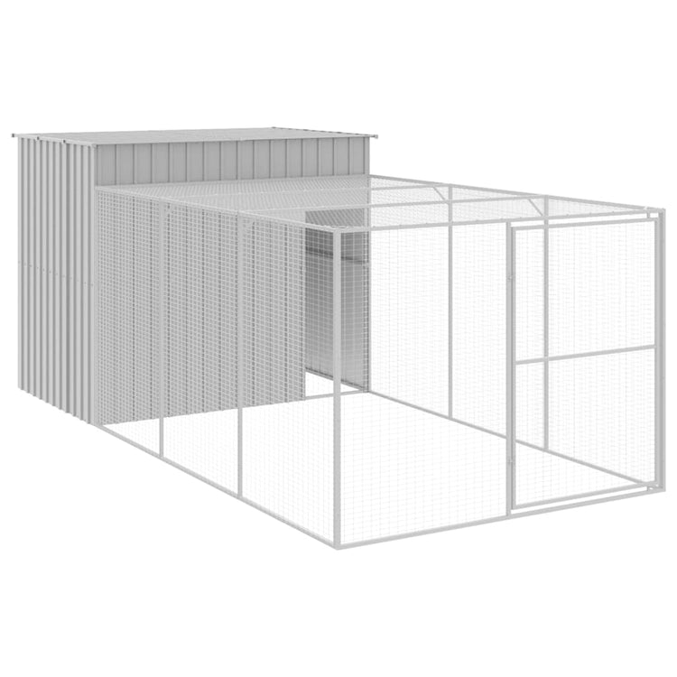 Vidaxl Dog Loft avec run 214x457x181 cm en acier gris clair