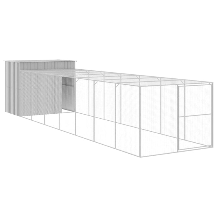 Vidaxl Dog Loft avec run 214x865x181 cm en acier gris clair