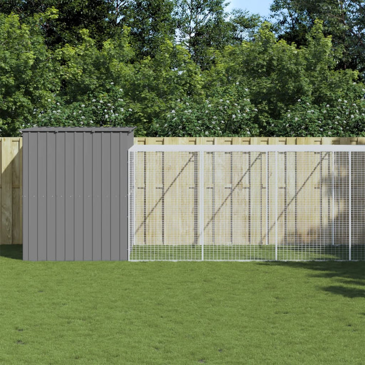 Vidaxl Dog Loft avec run 214x865x181 cm en acier gris clair