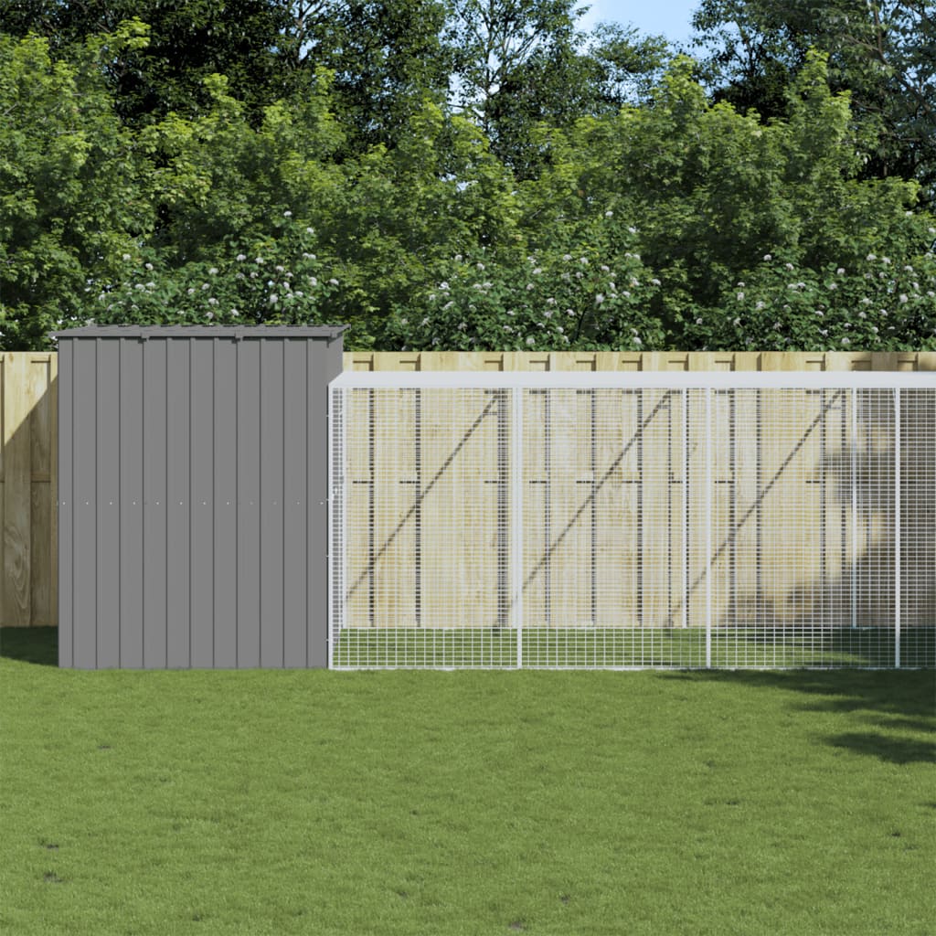 Vidaxl Dog Loft avec run 214x1273x181 cm en acier gris clair