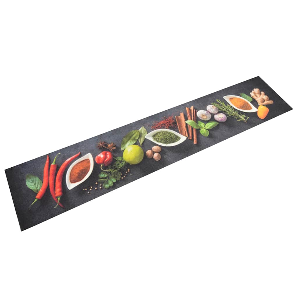 Vidaxl Kity Mat Washable Herb Print 60x300 cm Velvet