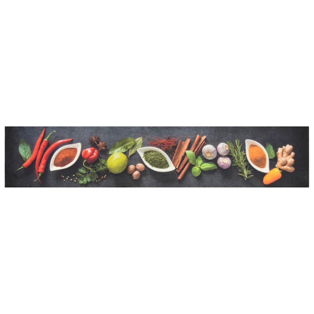 Vidaxl Kity Mat Washable Herb Print 60x300 cm Velvet