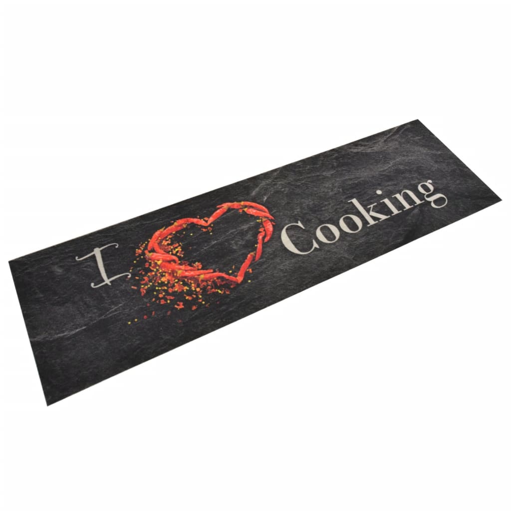 Vidaxl Cuisine tapis lavable Imprimée de cuisson 45x150 cm Velvet noir