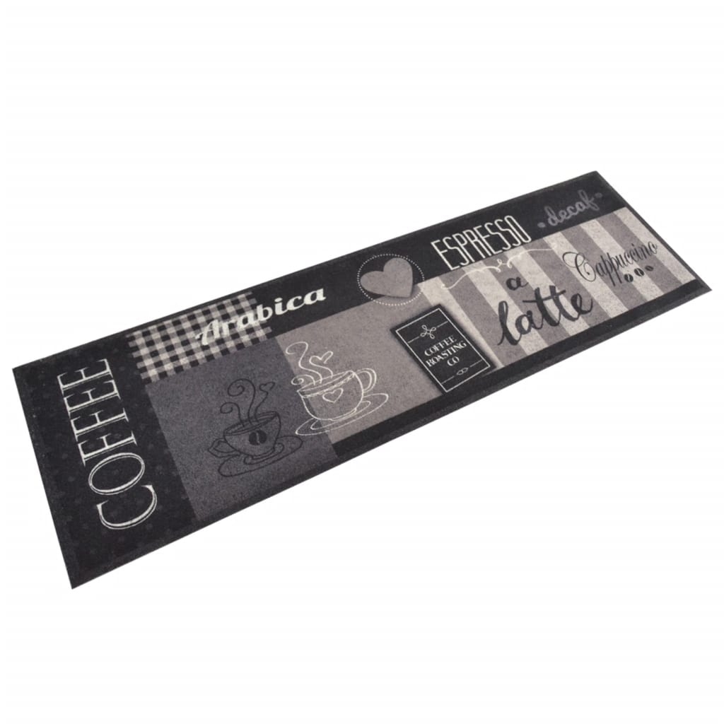 Vidaxl Cuisine tapis lavable Impression de café 45x150 cm Black