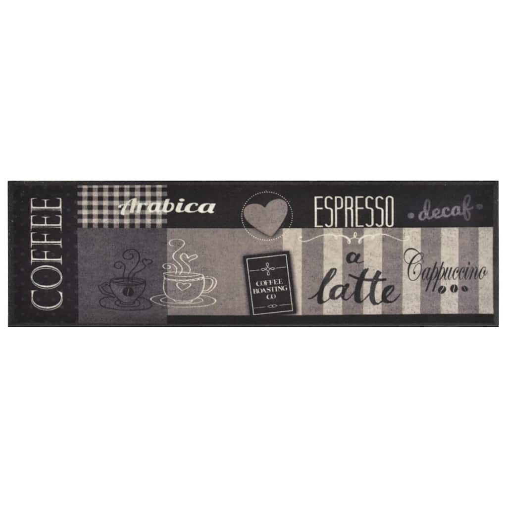 Vidaxl Cuisine tapis lavable Impression de café 45x150 cm Black