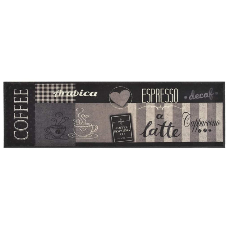 Vidaxl Cuisine tapis lavable Impression de café 45x150 cm Black