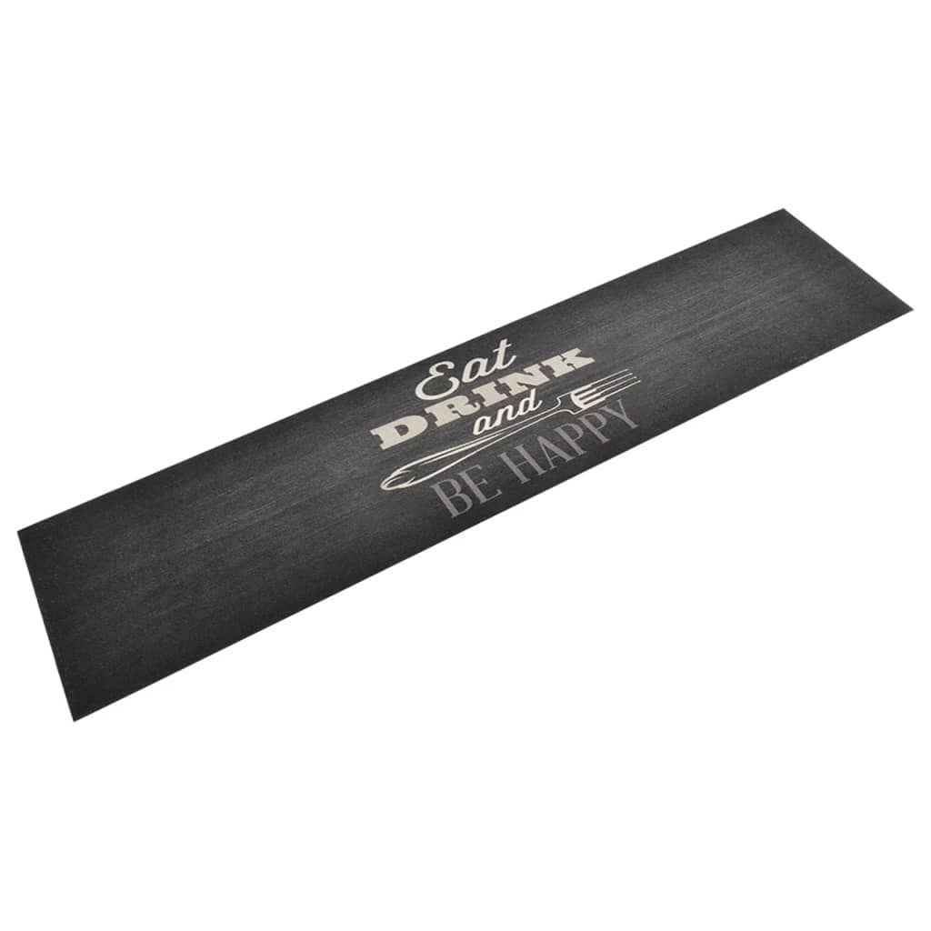 Vidaxl Kity Mat Washable Kitchen Print 60x300 cm Velvet Black