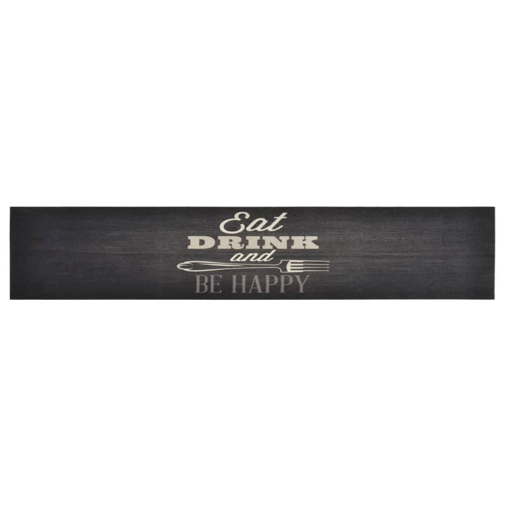 Vidaxl Kity Mat Washable Kitchen Print 60x300 cm Velvet Black