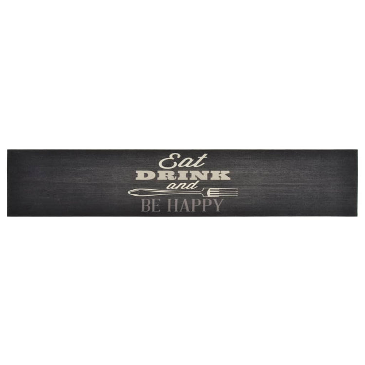 Vidaxl Kity Mat Washable Kitchen Print 60x300 cm Velvet Black