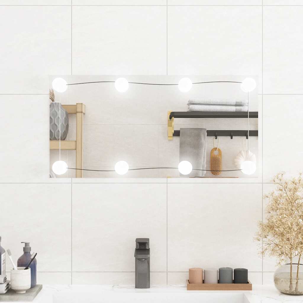 Miroir mural Vidaxl avec LEDS Verre rectangulaire de 30x60 cm