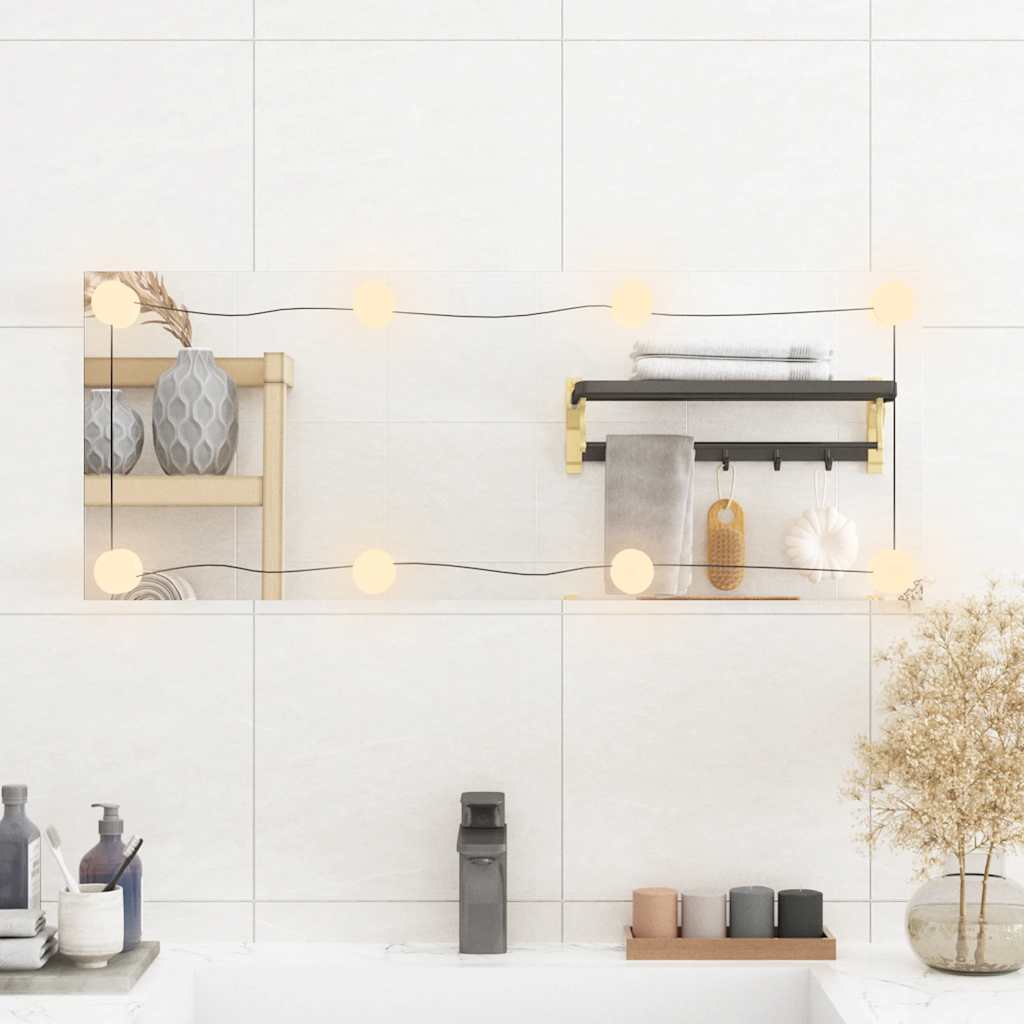 Miroir mural Vidaxl avec LEDS Verre rectangulaire de 30x80 cm