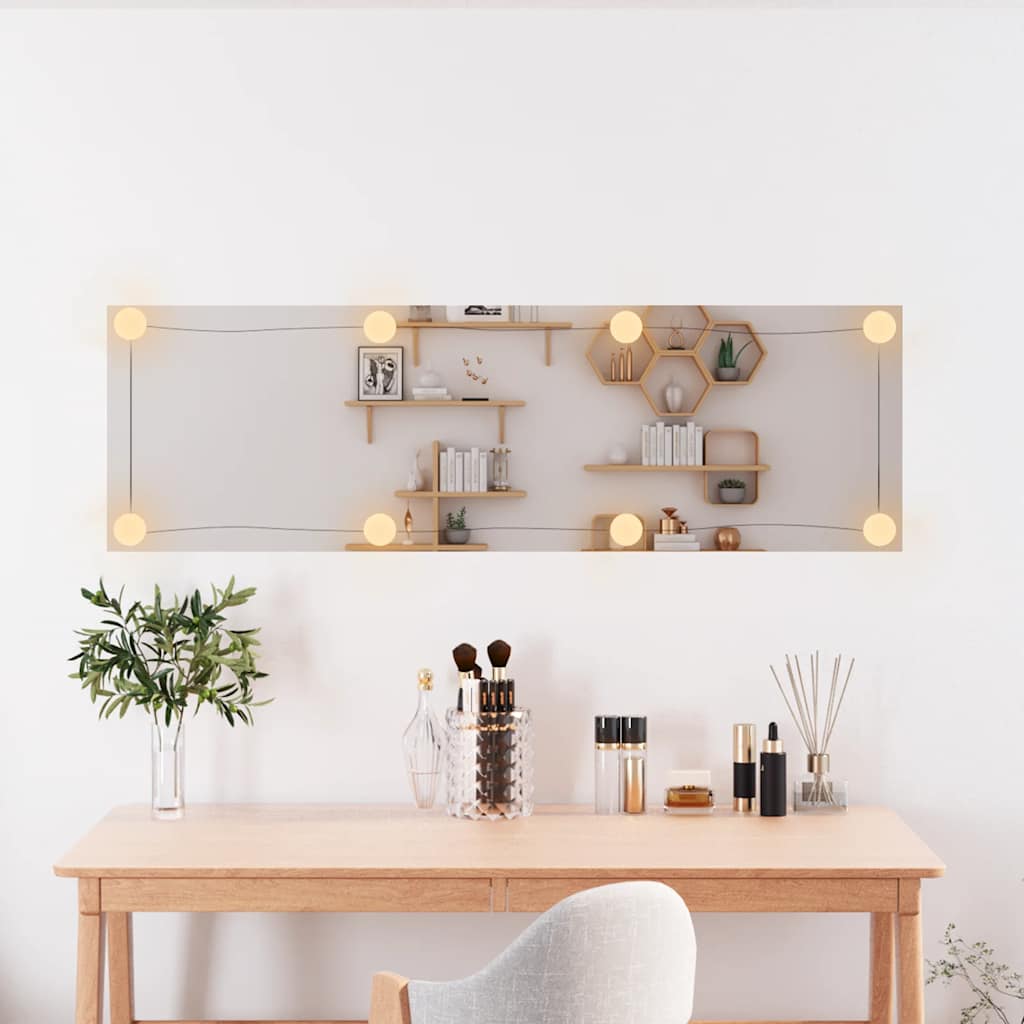 Miroir mural Vidaxl avec LEDS Verre rectangulaire de 30x100 cm