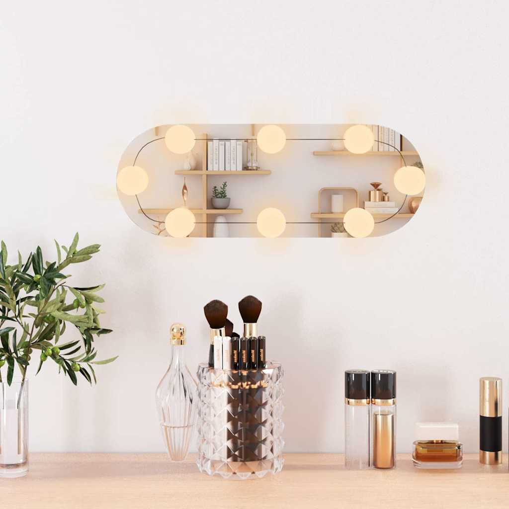 Miroir mural Vidaxl avec LED Verre ovale de 15x40 cm