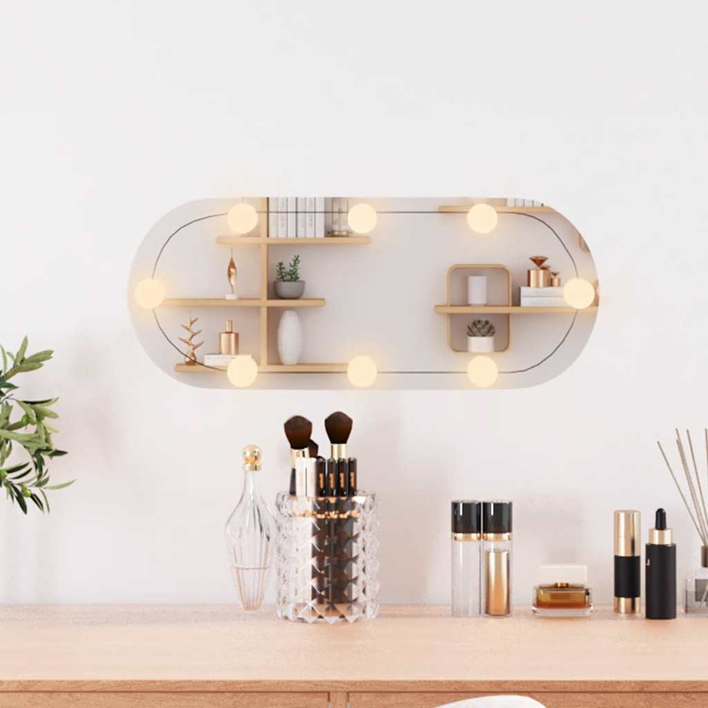 Miroir mural Vidaxl avec LED Verre ovale de 20x50 cm