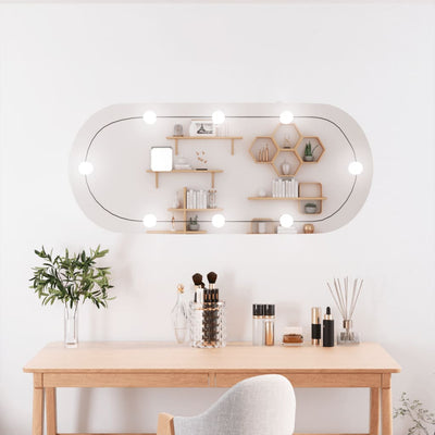 Miroir mural Vidaxl avec LED Verre ovale de 25x60 cm