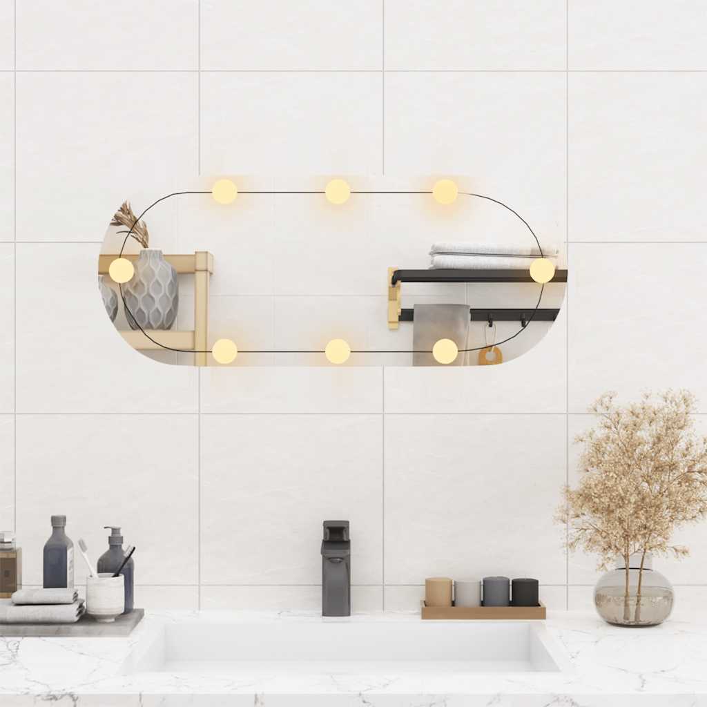 Miroir mural Vidaxl avec LED Verre ovale de 30x70 cm