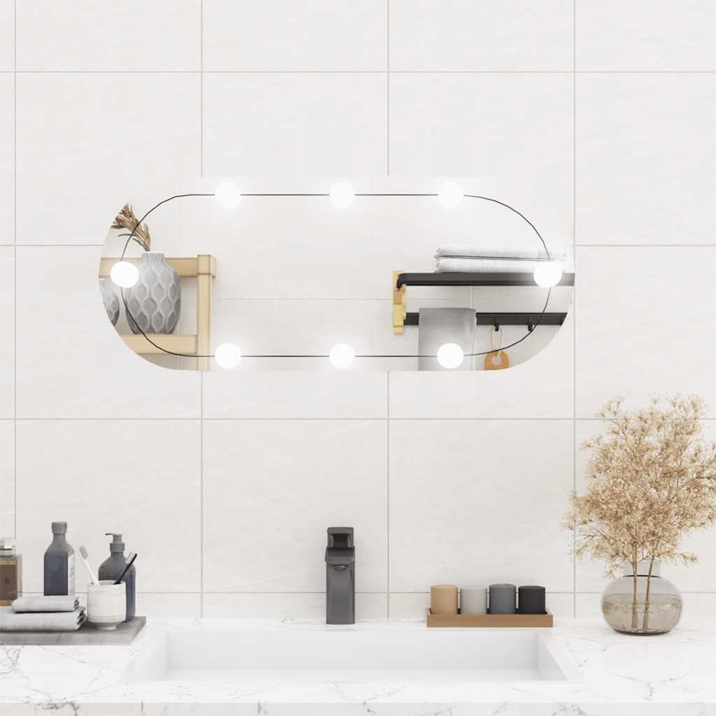 Miroir mural Vidaxl avec LED Verre ovale de 30x70 cm