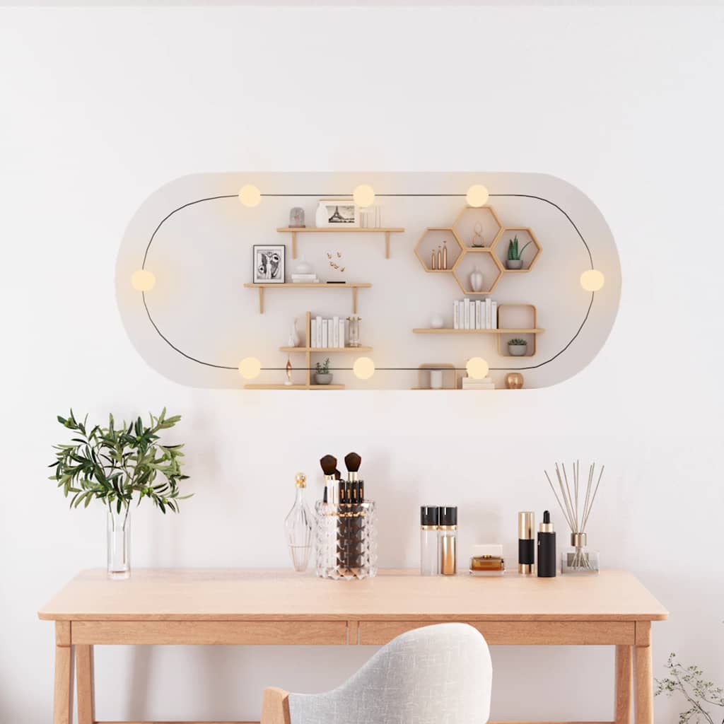 Miroir mural Vidaxl avec LED Verre ovale de 40x90 cm
