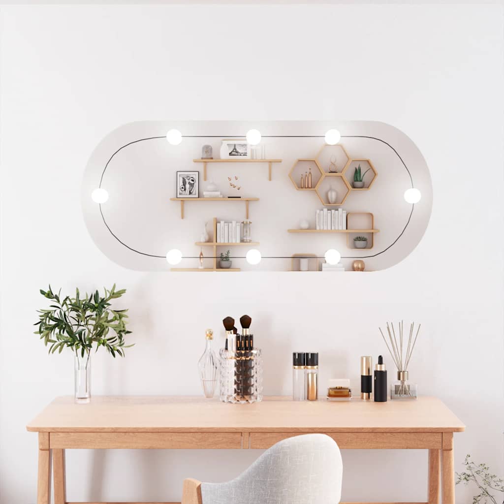 Miroir mural Vidaxl avec LED Verre ovale de 40x90 cm