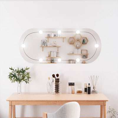 Miroir mural Vidaxl avec LED Verre ovale de 40x90 cm