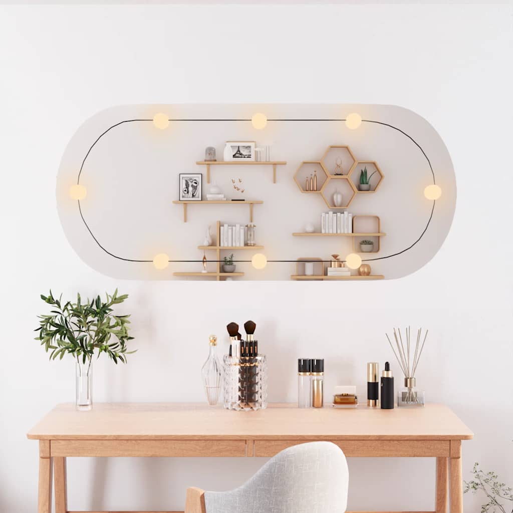 Miroir mural Vidaxl avec LED Verre ovale de 45x100 cm