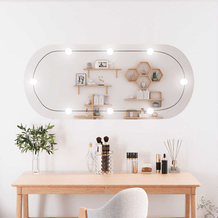 Miroir mural Vidaxl avec LED Verre ovale de 45x100 cm