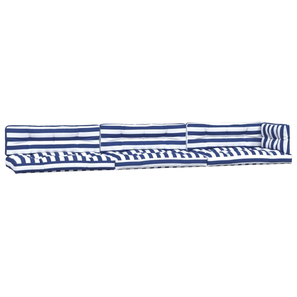 Coussins de palette vidaxl 7 St tissu étanche blanc et bleu
