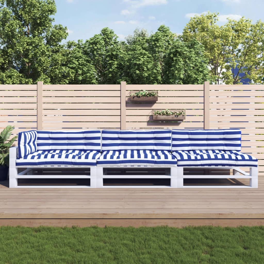 Coussins de palette vidaxl 7 St tissu étanche blanc et bleu