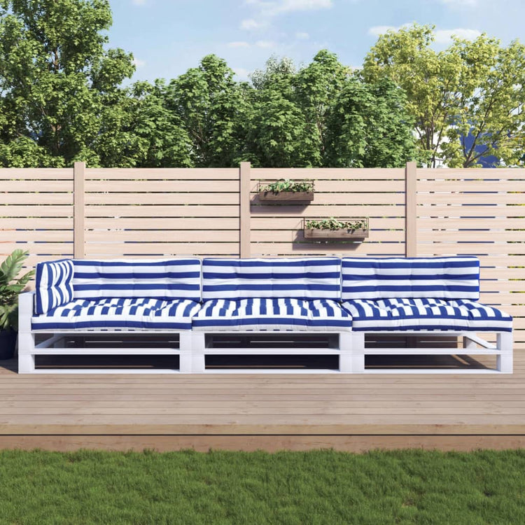 Coussins de palette vidaxl 7 St tissu étanche blanc et bleu