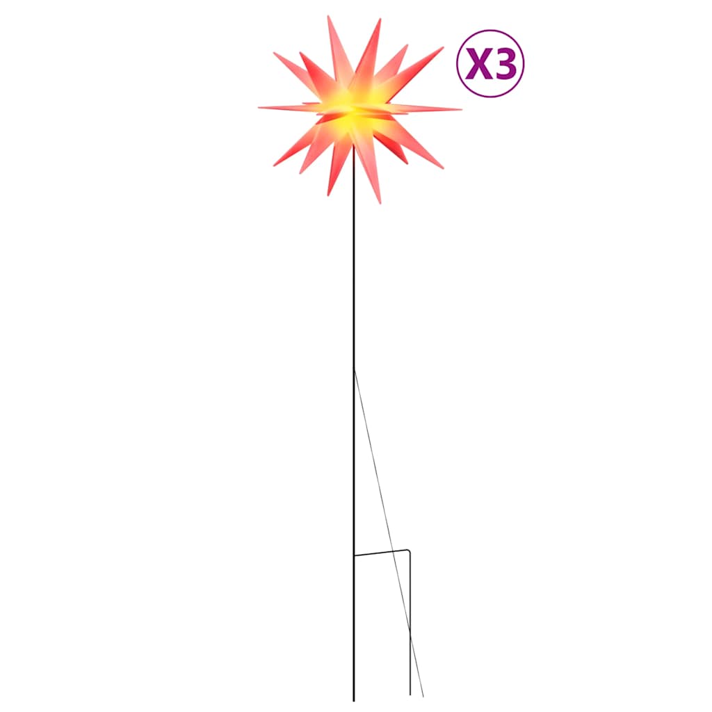 Lampes de Noël Vidaxl avec goupille de terre et LED 3 st 57 cm rouge