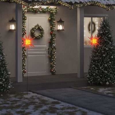 Lampes de Noël Vidaxl avec goupille de terre et LED 3 st 57 cm rouge