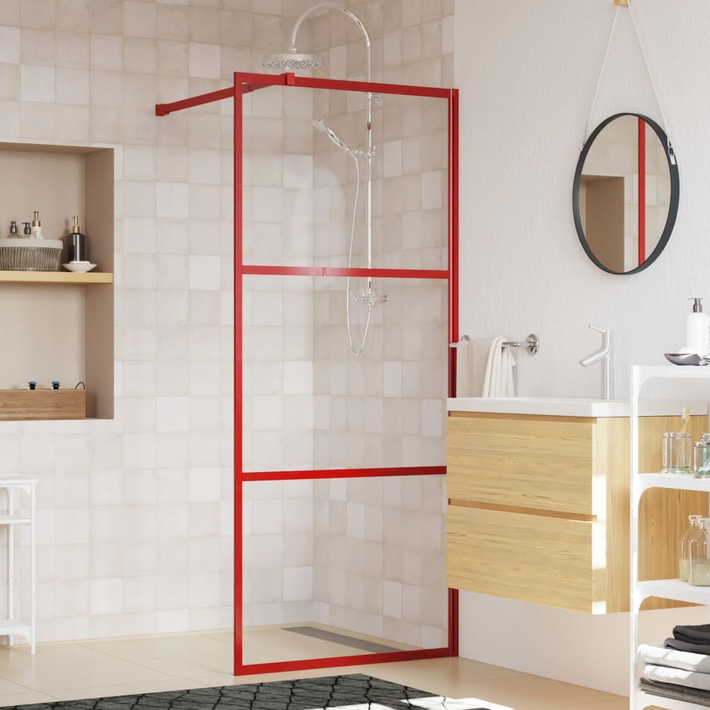 Vidaxl Walk-In Walk Mury Transparent 80x195 cm ESG Verre rouge